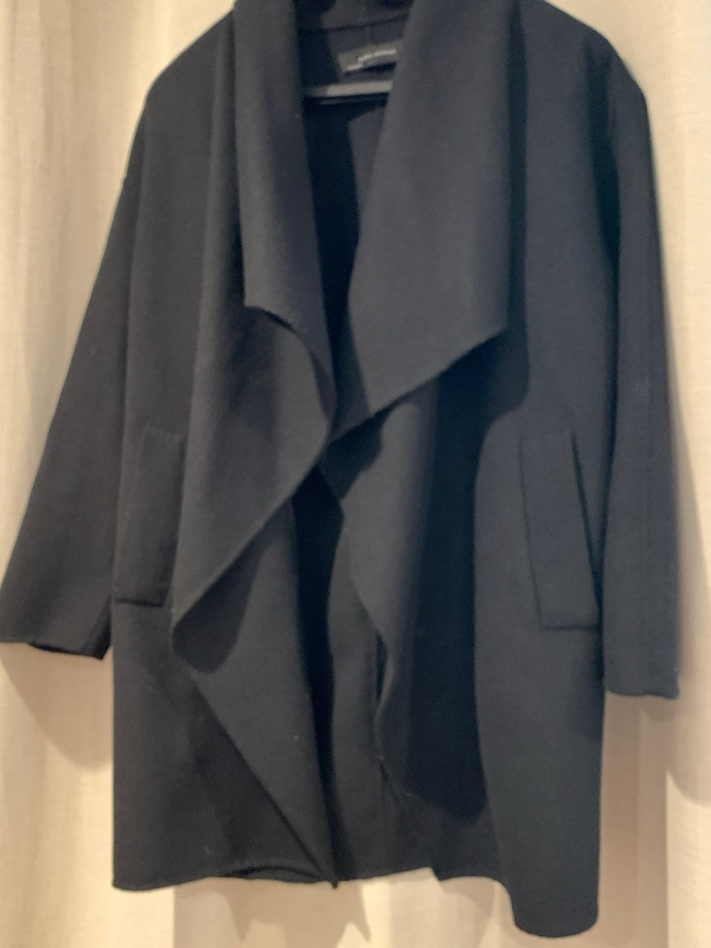 ZARA Black Draped Open-Front Cape Coat